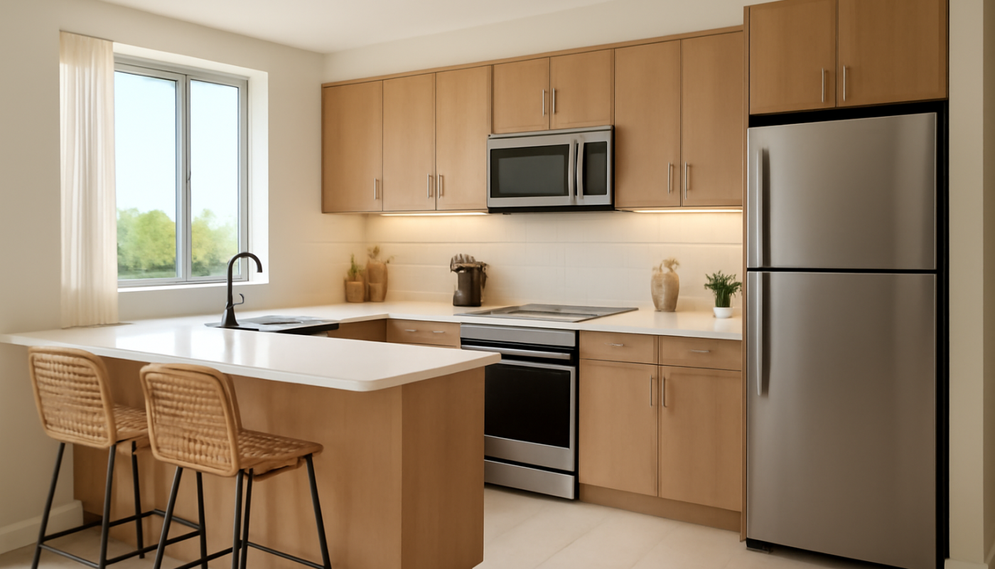 cuisine équipée moderne dans un logement de vacances