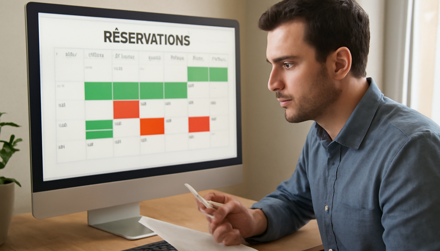 propriétaire analysant calendrier de réservations