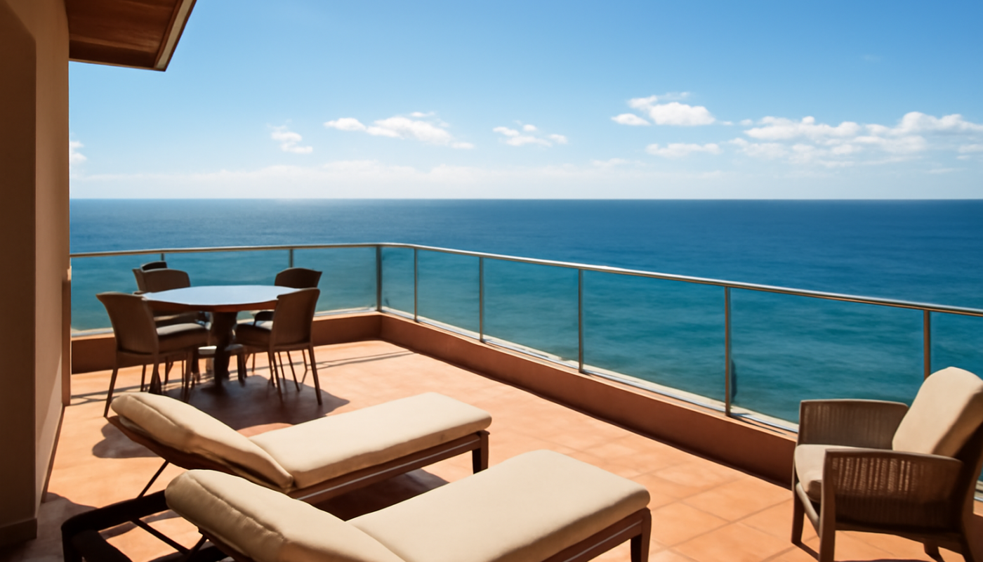 terrasse de location avec vue panoramique sur la mer